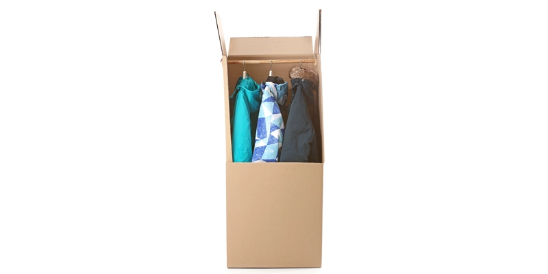 packing clothes with wardrobe boxes