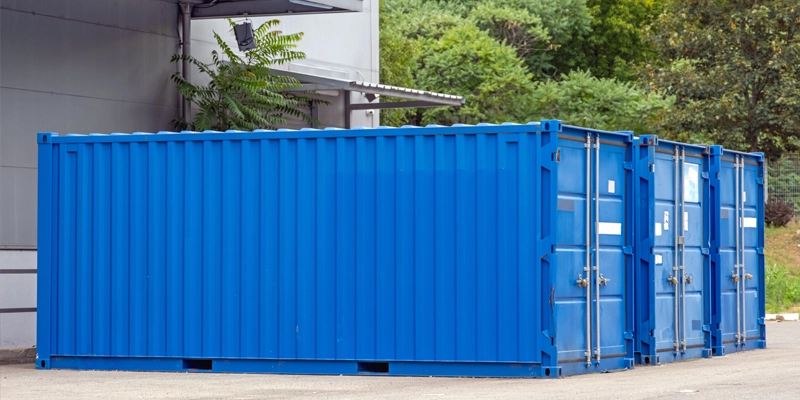 portable storage container outside a home